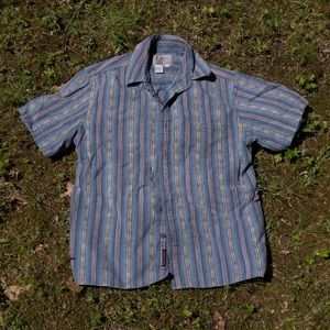 Retro BoHo Patterned Style Button-Up Short Sleeve